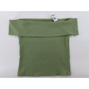 RSQ Women Off The Shoulder Ribbed Top Sage Green Size Large NEW